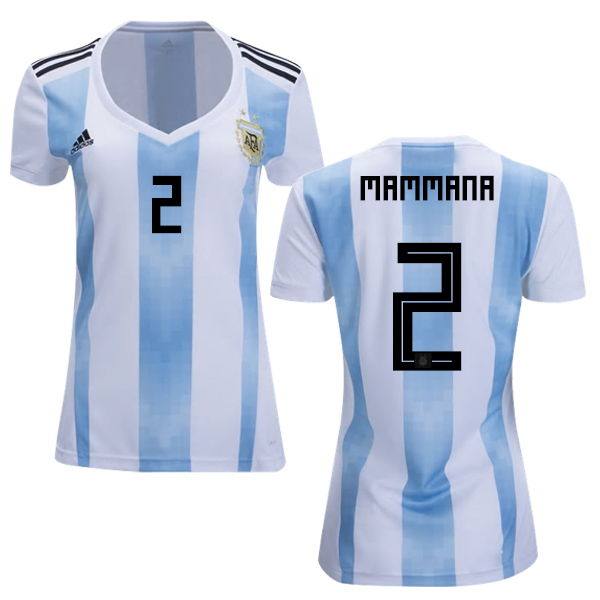 Women's Argentina #2 Mammana Home Soccer Country Jersey